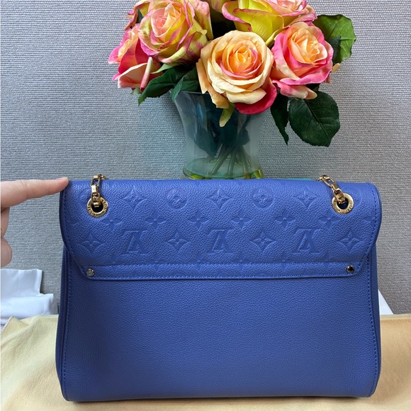 NWOT Louis Vuitton Periwinkle Blue Monogram Empreinte Leather St Germain Bag - Picture 9 of 16